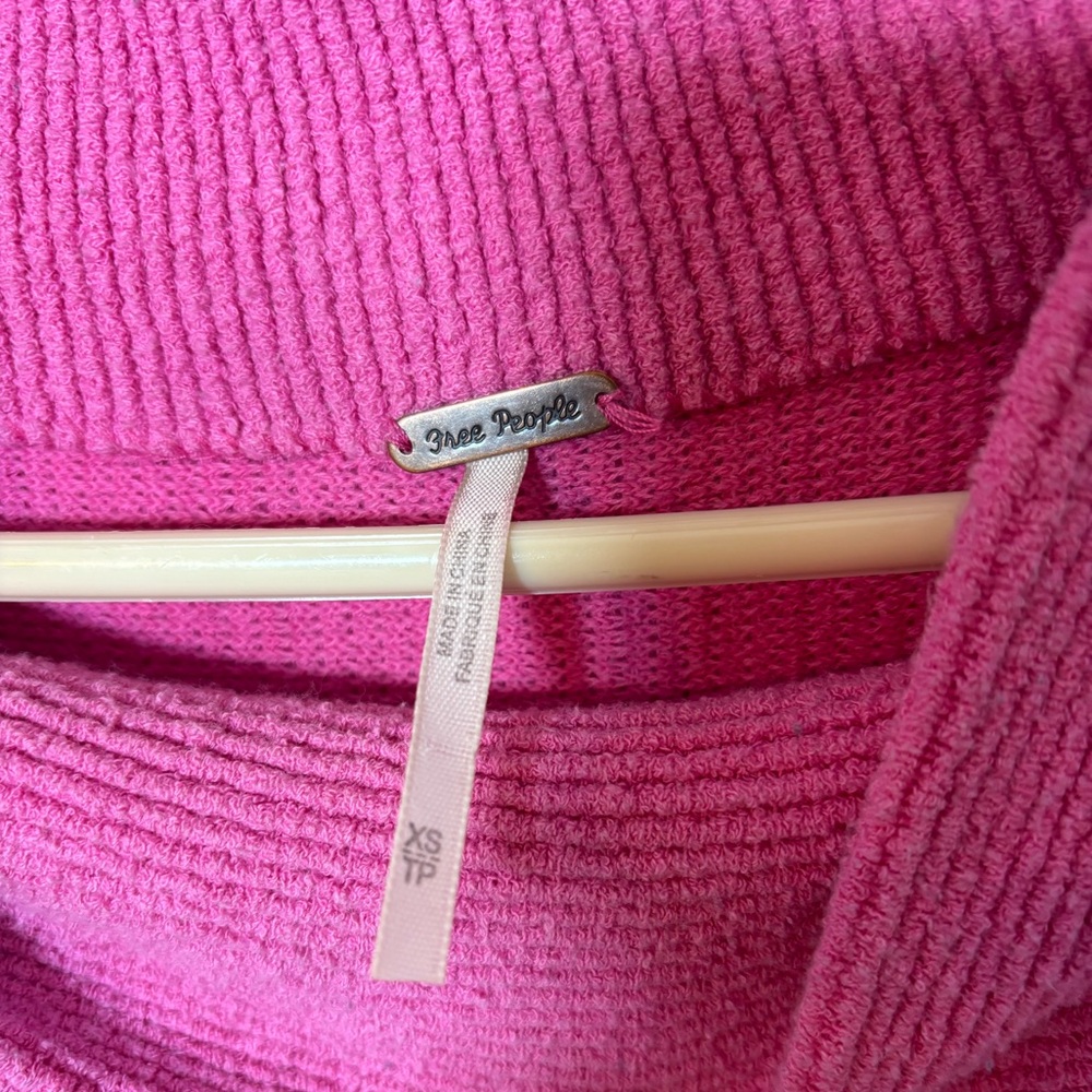 Free People Women's Vibrant Pink Ottoman Slouchy Tunic Sweater Size XS - Picture 6 of 12